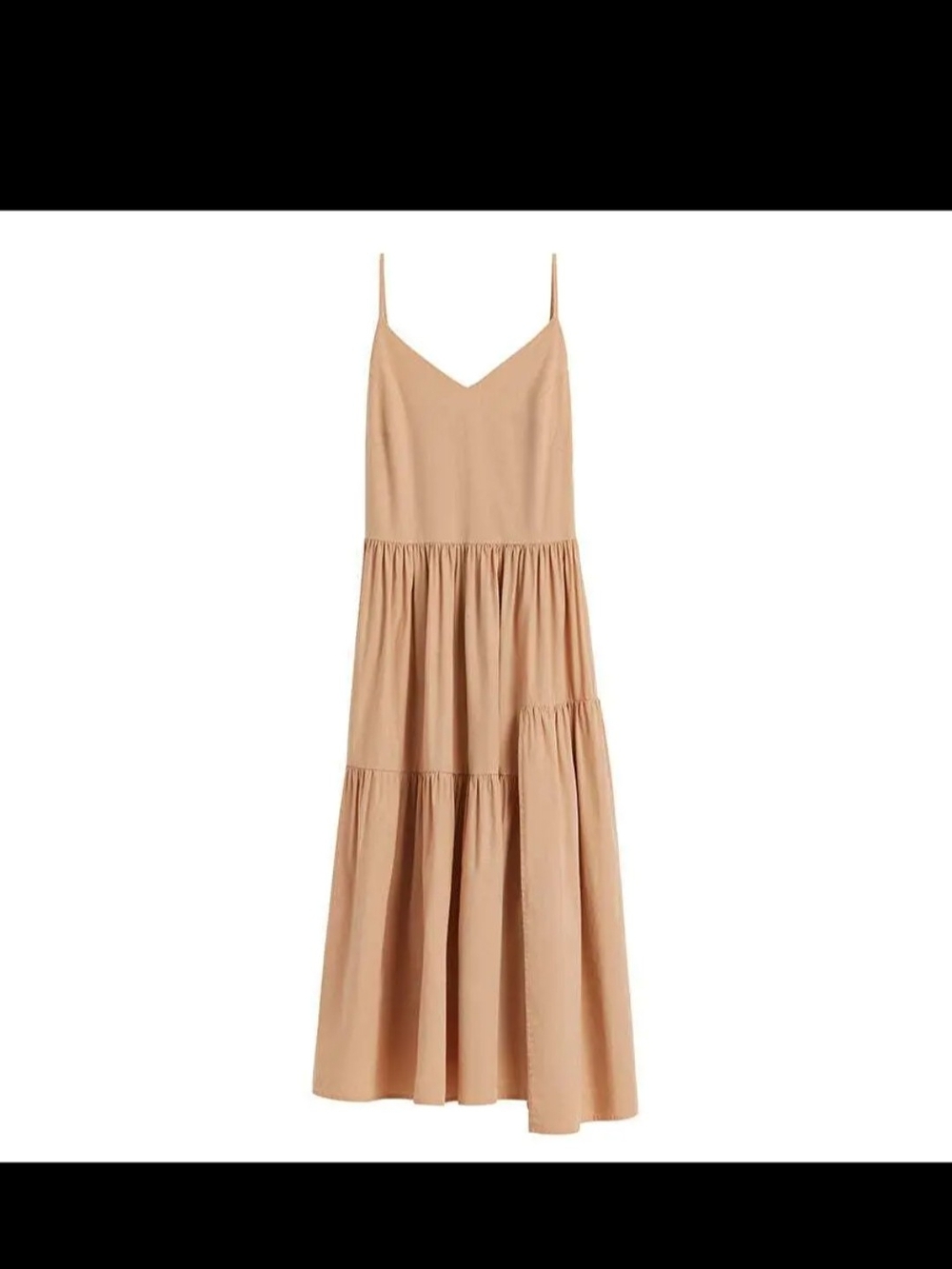 Cuyana Peach Tiered Spaghetti-Strap Maxi Dress